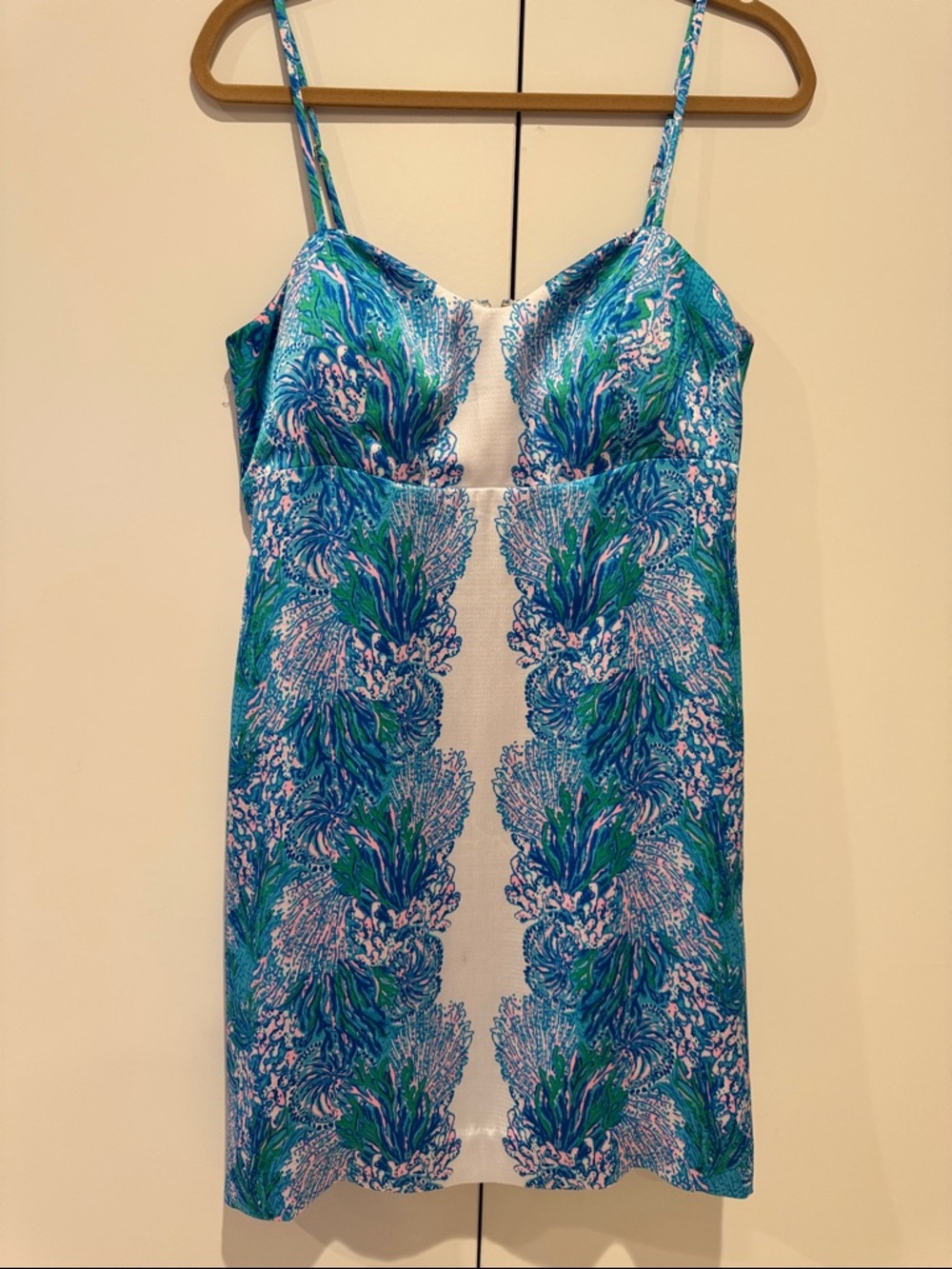 LILLY PULITZER Vibrant Blue & Green Spaghetti Strap Slip Dress